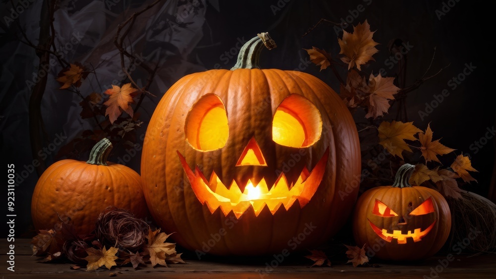 halloween pumpkin on a black background halloween pumpkin on a black background
