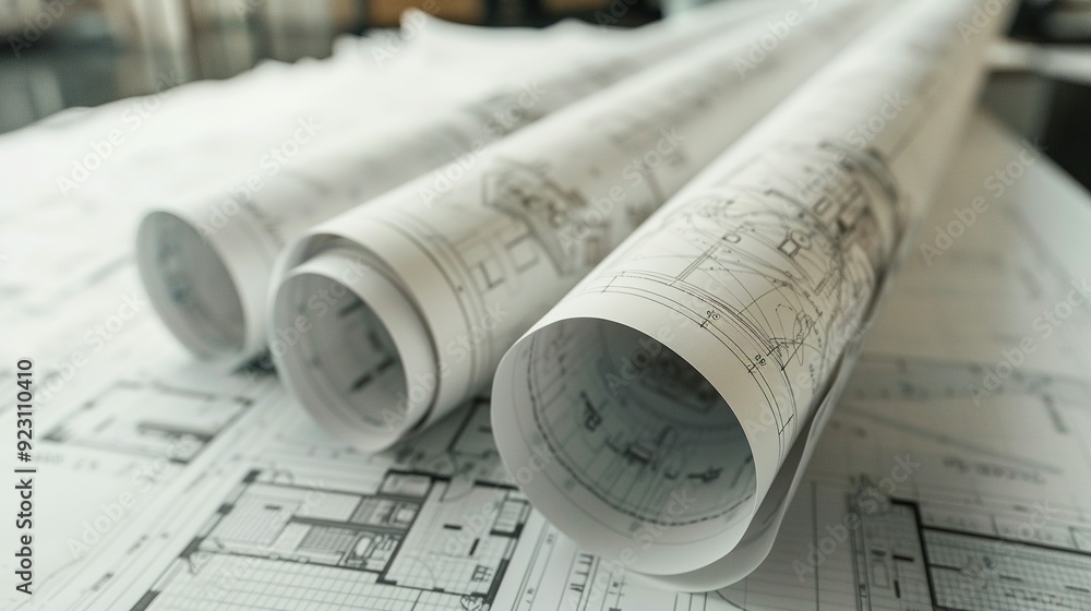 Blueprint Paper Rolled Up for Easy Storage and Transport of Architectural Drawings Blueprint Paper Rolled Up for Easy Storage and Transport of Architectural Drawings