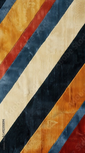 Boldly colored stripes form a dynamic pattern with rich textures and contrasting tones photo