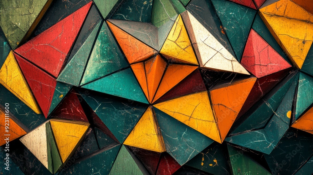 Geometric psychedelic geometric pattern wall background, generative Ai. Geometric psychedelic geometric pattern wall background, generative Ai.