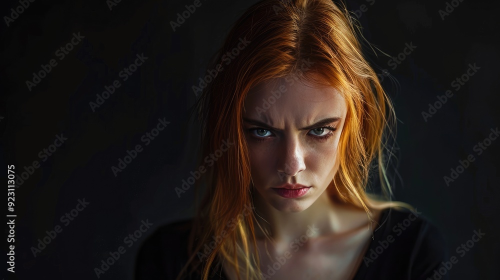 Upset woman on black background. Upset woman on black background.