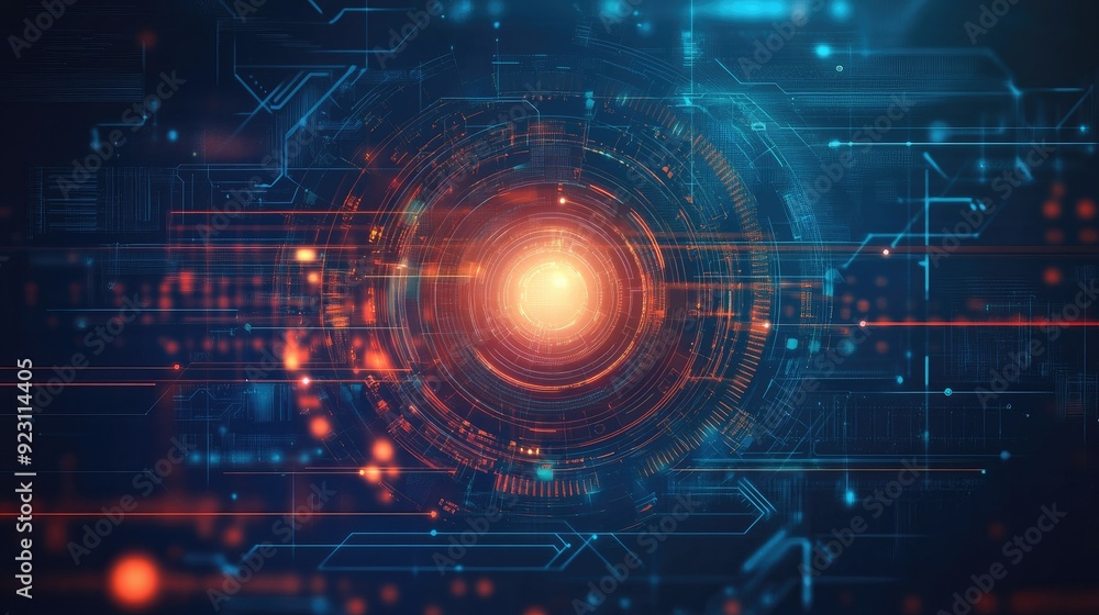 Fototapeta premium Digital abstract background for Big Data featuring futuristic technology and hand-drawn art. Emphasizes data mining and management concepts. Great for tech presentations and graphics.