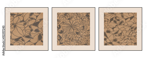 Set of 3 Abstract background in vintage style. Stylized old with grain. For use in graphics, for printing on wall decorations.