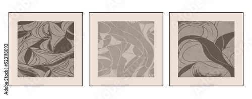 Set of 3 Abstract background in vintage style. Stylized old with grain. For use in graphics, for printing on wall decorations.