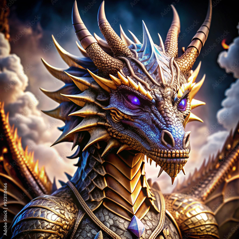 Fototapeta premium Eternal Majesty: The Celestial Dragon of the Enchanted Realm Picture