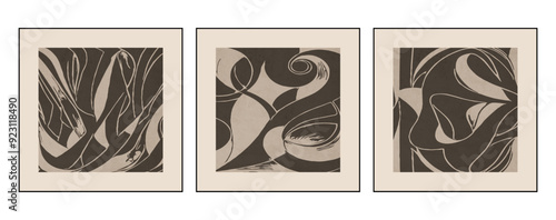 Set of 3 Abstract background in vintage style. Stylized old with grain. For use in graphics, for printing on wall decorations.