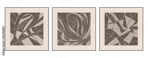 Set of 3 Abstract background in vintage style. Stylized old with grain. For use in graphics, for printing on wall decorations.