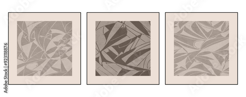 Set of 3 Abstract background in vintage style. Stylized old with grain. For use in graphics, for printing on wall decorations.