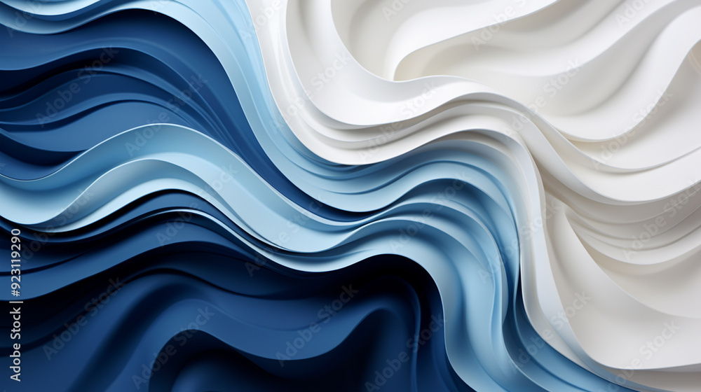 Fototapeta premium Paper art cartoon abstract waves. Paper carve background. Modern origami design