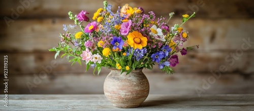 Wallpaper Mural Vibrant Wildflowers in a Rustic Vase Torontodigital.ca