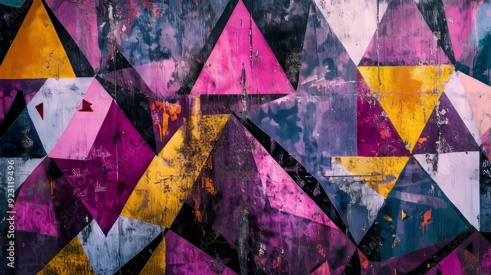 Geometric psychedelic geometric pattern wall background, generative Ai. Geometric psychedelic geometric pattern wall background, generative Ai.