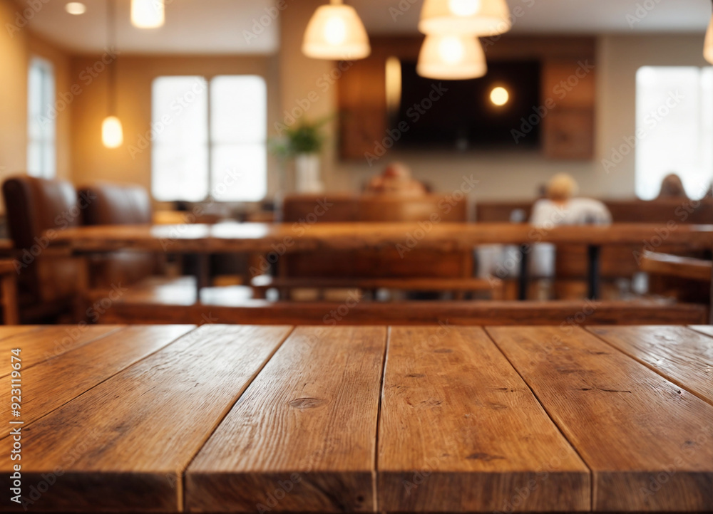 Empty wood table with blur BBQ space for background Empty wood table with blur BBQ space for background
