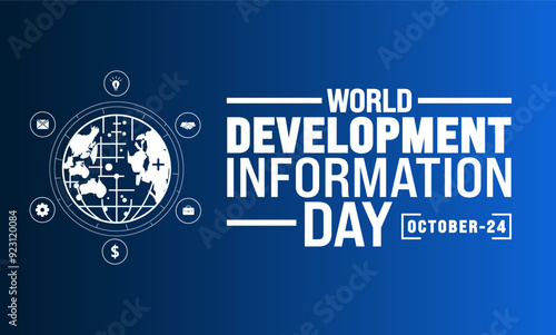 October is   world development information day celebrate . Holiday concept. Template  Suitable for greeting card ,background, banner, card, poster with text inscription. cities day illustration Vector