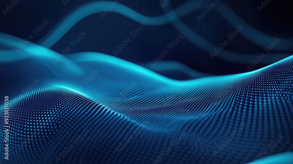 Glowing blue lines in a curved, futuristic pattern on an abstract background. Perfect for showcasing future technology and modern design in banners and business visuals. Glowing blue lines in a curved, futuristic pattern on an abstract background. Perfect for showcasing future technology and modern design in banners and business visuals.