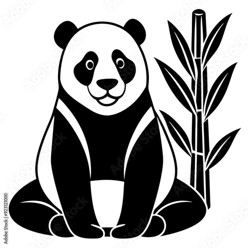 panda enjoying a quiet moment of solitude with fresh bamboo vector illustration