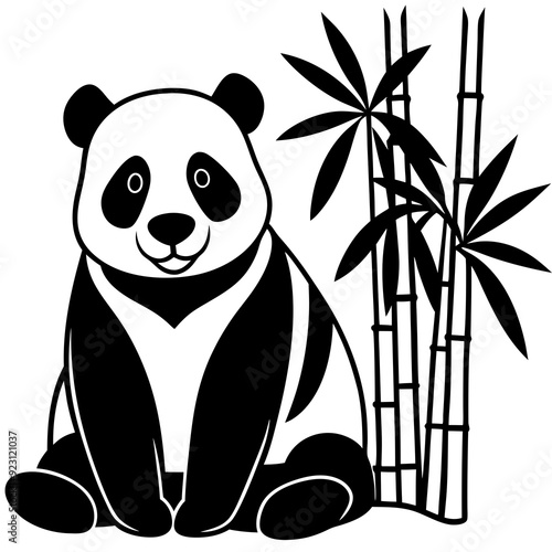 panda enjoying a quiet moment of solitude with fresh bamboo vector illustration