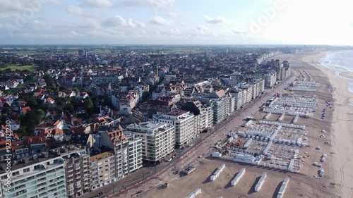 Aerial Establishing View of Knokke City and Beach at the Belgian Coast photo