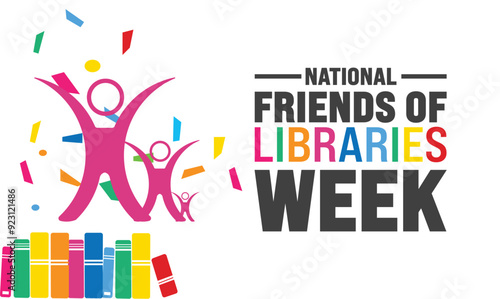 October is   National Friends of Libraries Week . Template for  background template, poster, placard, card, banner, with  text inscription and  standard color, vector design.