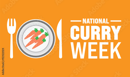  October is National Curry Week   background template. Holiday concept. suitable for background, banner, placard, card, and poster design template  vector illustration