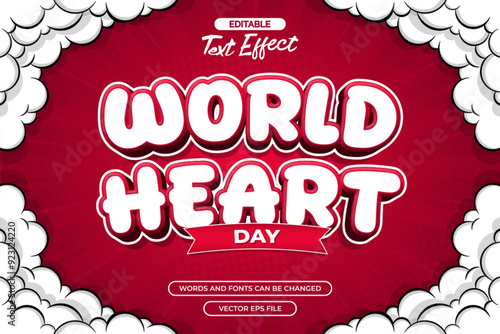 World heart day editable text effect vector