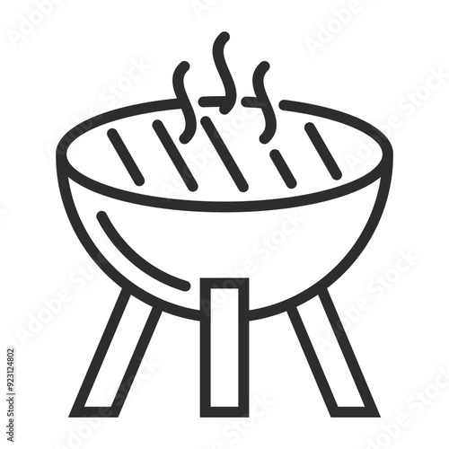 Grilling icon, Bbq symbol outline icon, editable vector illustration and transparent graphic element. Isolated on white background