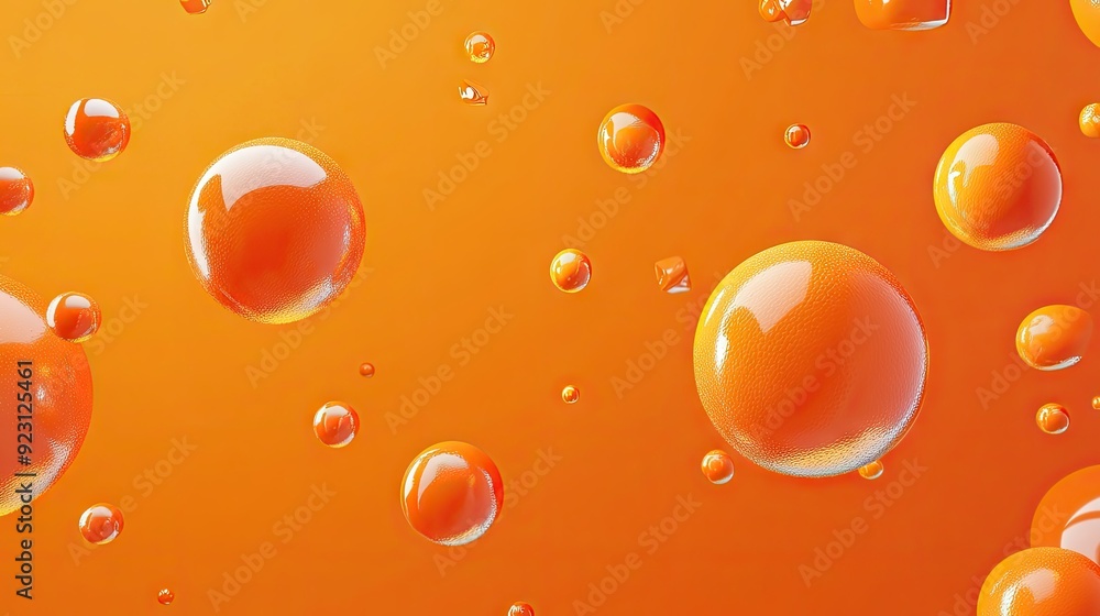 Modern orange backdrop with 3D realistic spheres, featuring textured bubbles or letters. Ideal for creating impactful banners and abstract vector designs. Modern orange backdrop with 3D realistic spheres, featuring textured bubbles or letters. Ideal for creating impactful banners and abstract vector designs.