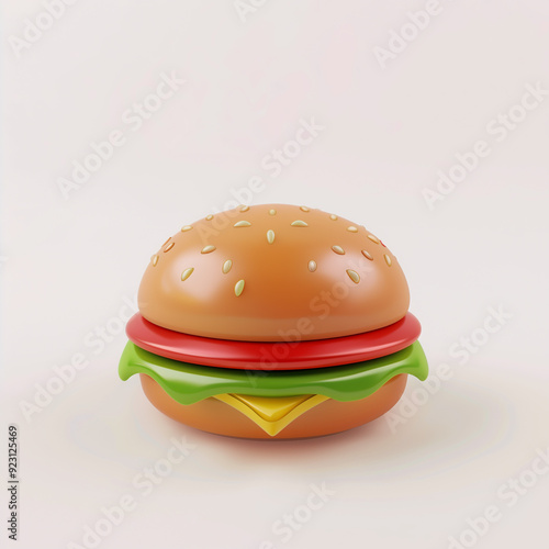 A 3D Render of a Delicious Cheeseburger with Sesame Seed Bun.