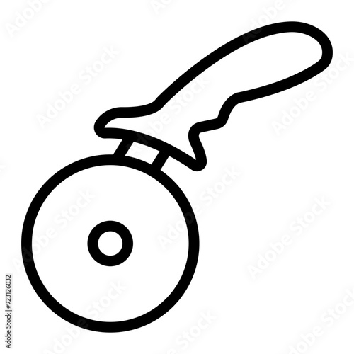 Pizza Cutter Vector Line Icon Design