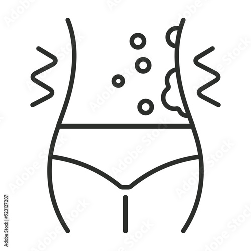 Body with itchy icon, allergy symbol outline icon, editable vector illustration and transparent graphic element. Isolated on white background