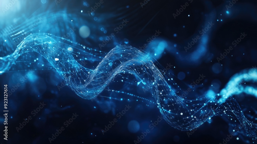 Scientific molecular background with swirling DNA strands and geometric dynamics. Ideal for technology, chemistry, and medicine themes. Modern and sleek design with flowing waves. Scientific molecular background with swirling DNA strands and geometric dynamics. Ideal for technology, chemistry, and medicine themes. Modern and sleek design with flowing waves.