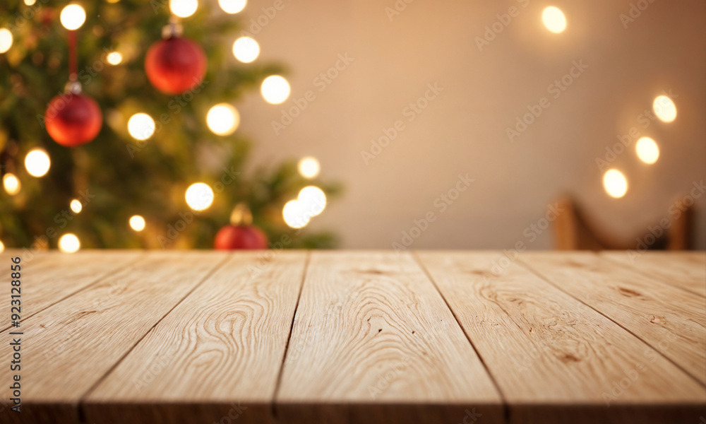 white The empty wooden table top with blur background of Christmas white The empty wooden table top with blur background of Christmas
