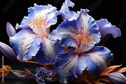 An iris flower with its intricate patterns photo