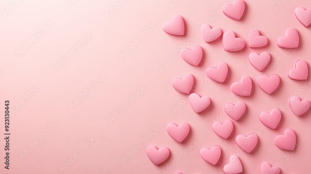 Valentine's Day or Mother's Day design background with pink hearts scattered across a light pink backdrop, creating a sweet and loving atmosphere. - Valentine's Day or Mother's Day design background with pink hearts scattered across a light pink backdrop, creating a sweet and loving atmosphere. -
