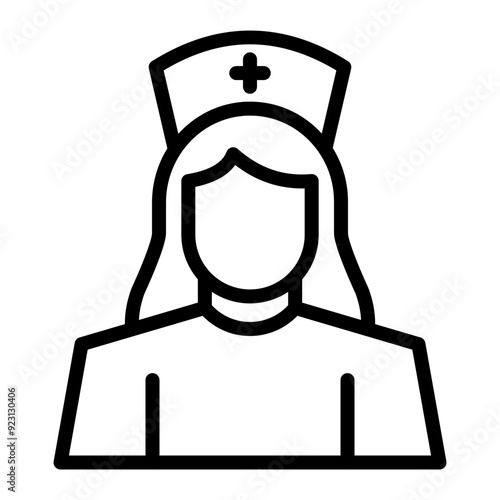 Nurse Vector Line Icon Design