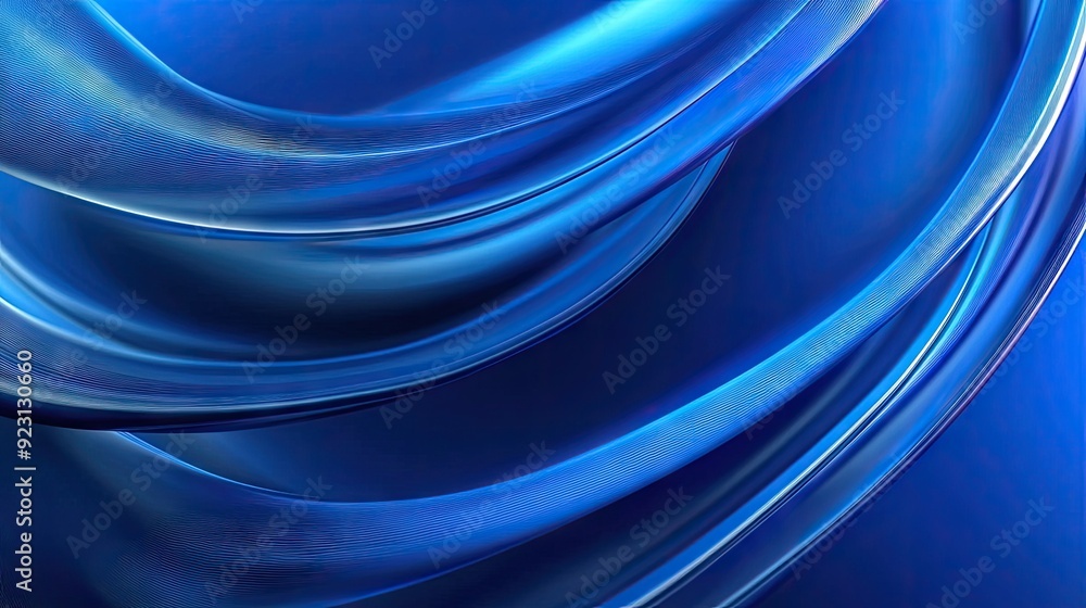 Fototapeta premium Vibrant blue curved lines on a futuristic abstract background. Shiny and modern, this design element suits technology concepts and business banners.