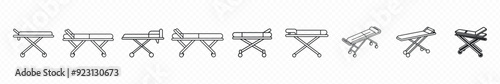 Stretcher Equipment Icon, Hospital bed icon, stretcher with wheels icon. Stretcher Equipment Icon, wheel stretcher for patient transportation