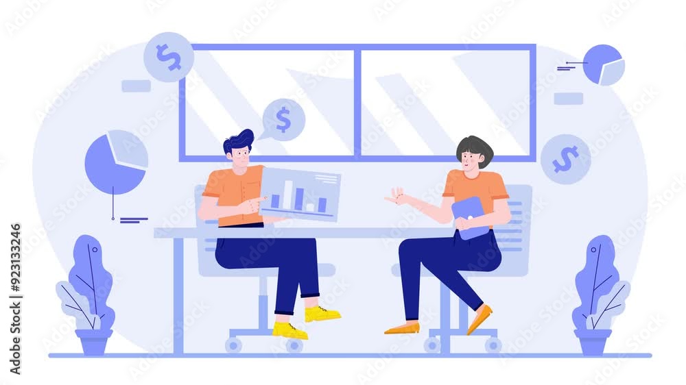 colleagues in office illustration business animated video colleagues in office illustration business animated video