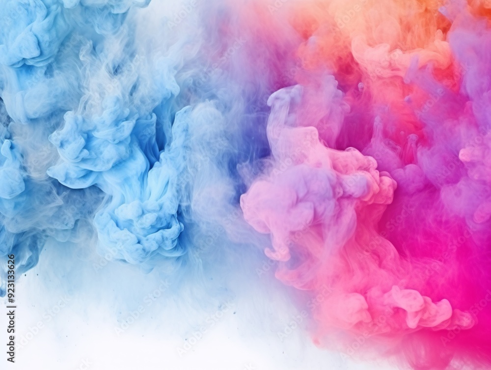 Fototapeta premium Clouds of multi-colored dust on a white background. Artificial intelligence. 