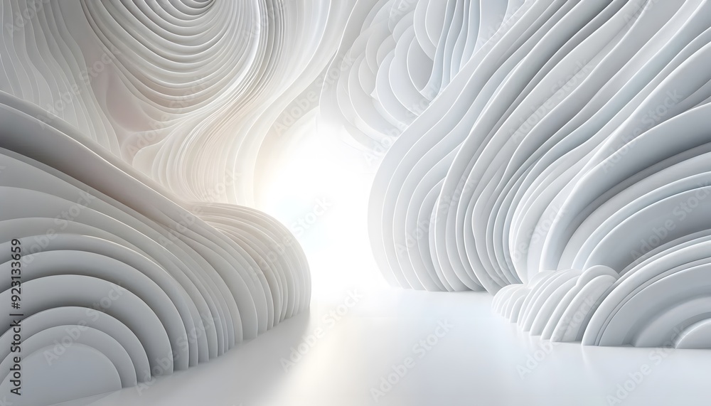 Abstract waves of white and gray hues flowing smoothly in a gradient with soft light Abstract waves of white and gray hues flowing smoothly in a gradient with soft light