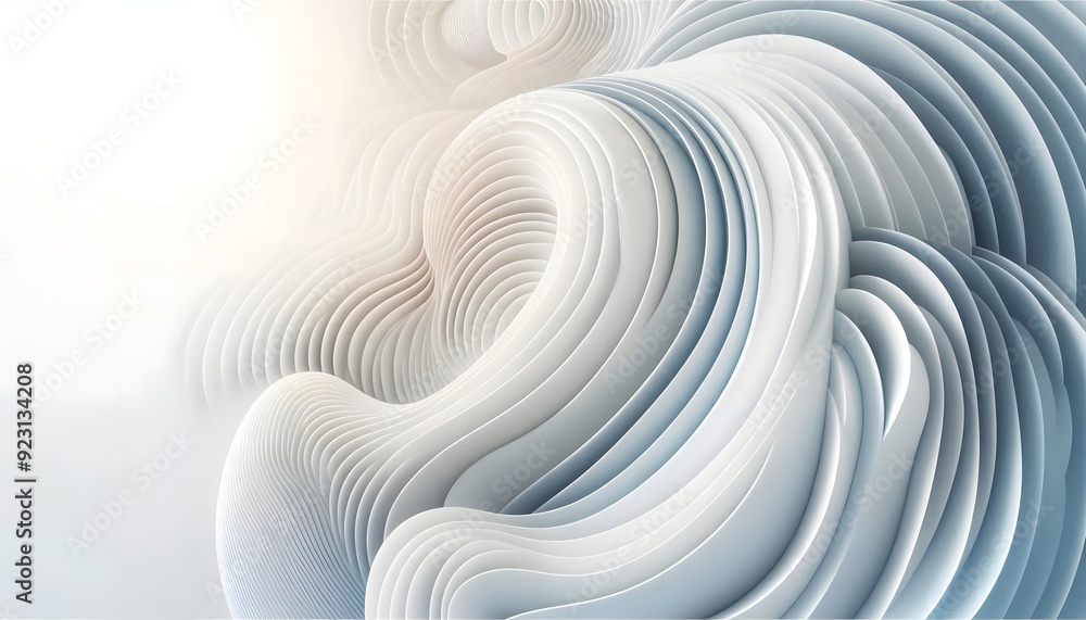 Obraz premium Abstract waves of white and gray hues flowing smoothly in a gradient with soft light