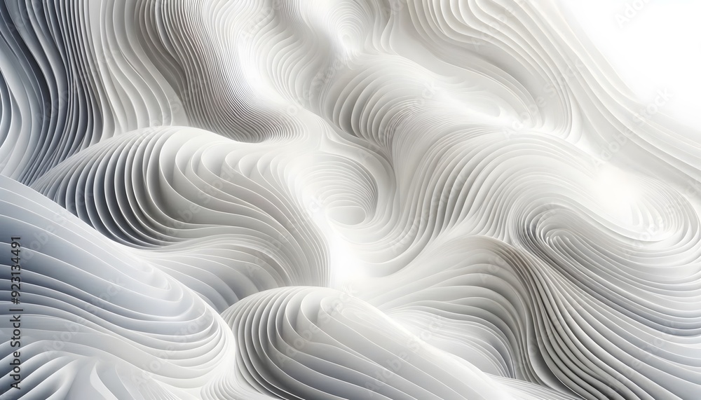 Abstract waves of white and gray hues flowing smoothly in a gradient with soft light Abstract waves of white and gray hues flowing smoothly in a gradient with soft light