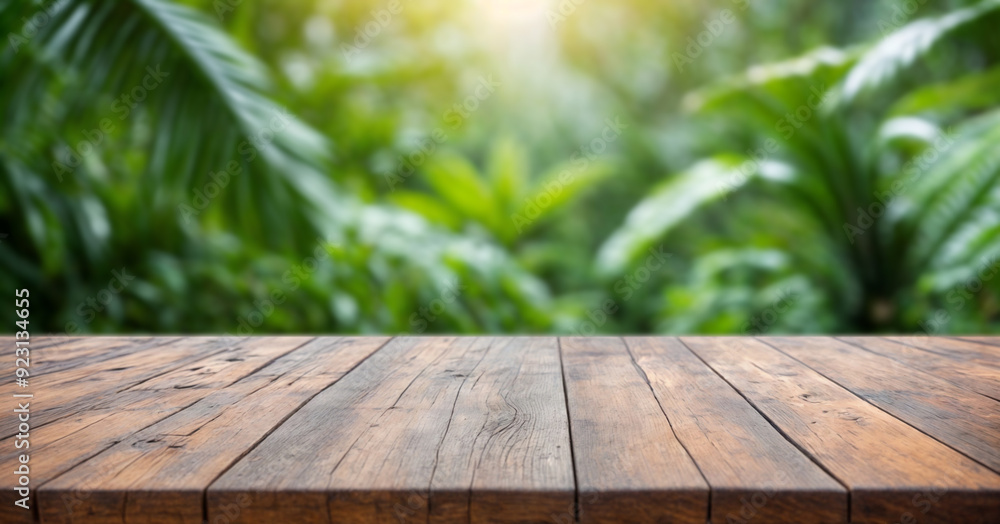 Empty wooden table with green space as background. Empty wooden table with green space as background.