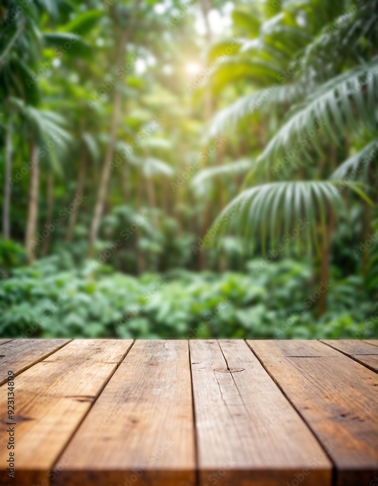 Empty wooden table with green space as background. Empty wooden table with green space as background.