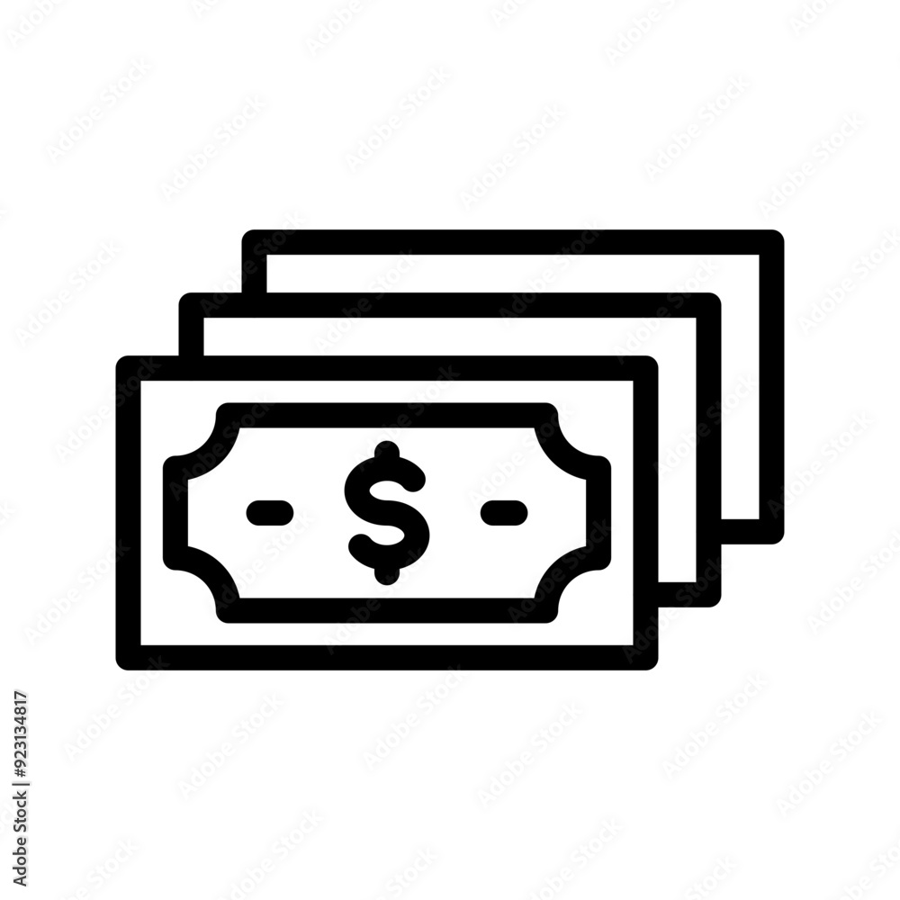 Cash Money Vector Line Icon Design Cash Money Vector Line Icon Design