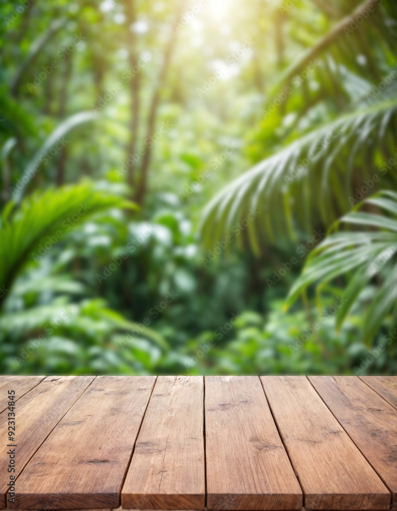 Empty wooden table with green space as background. Empty wooden table with green space as background.