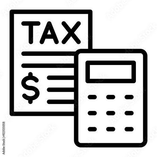 Tax Calculator Vector Line Icon Design