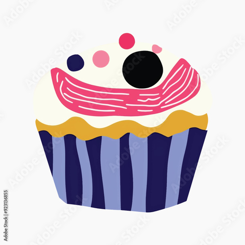 Colorful illustrated cupcake design