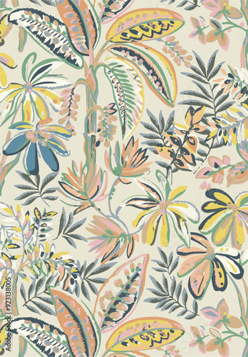 Vibrant seamless pattern featuring a tropical banana tree with lush green leaves on a pure white background, perfect for textiles, wallpaper, and designs.