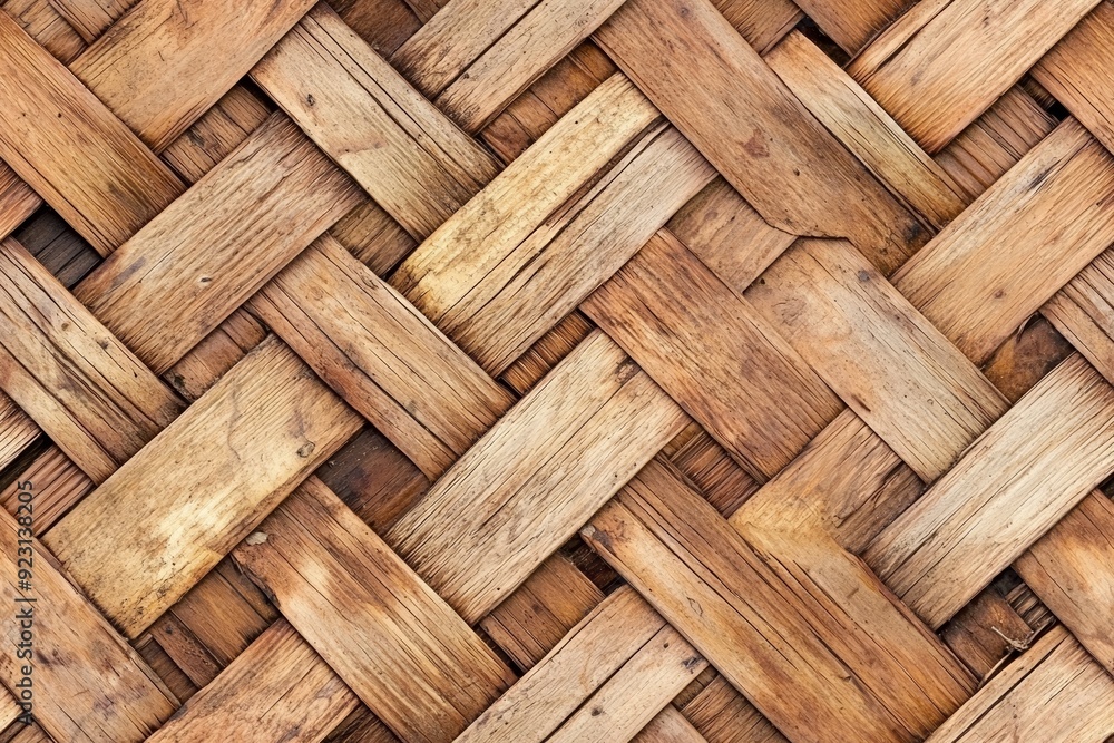Close-up of an intricate woven wooden texture showcasing natural patterns and tones ideal for rustic design projects. Close-up of an intricate woven wooden texture showcasing natural patterns and tones ideal for rustic design projects.