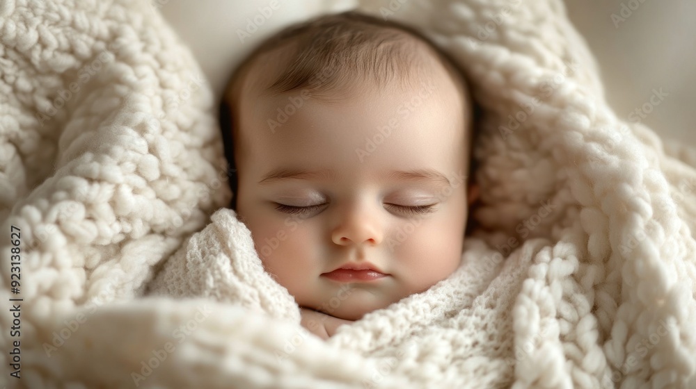 Sleeping Baby Wrapped in a White Blanket Sleeping Baby Wrapped in a White Blanket